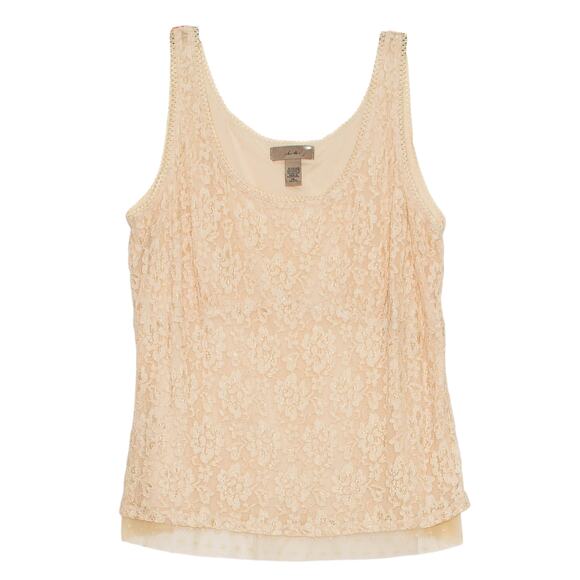 Vintage Tank Top Lace Floral Y2K Cottage Romantic Boho Feminine Minimalist XL - Picture 1 of 6